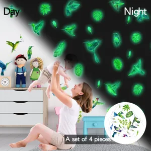 Adesivi da parete colibri luminescenti set da 4 pezzi per decorazione camera bimbi
