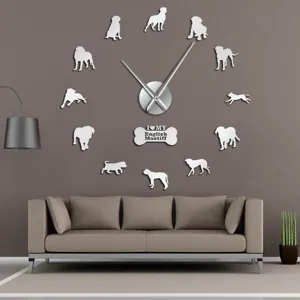 Orologio da Parete con Specchio Acrilico English Mastiff Design Moderno per Soggiorno