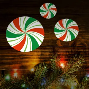 Stickers muraux de bonbons de menthe de Noël, décors ronds colorés amovibles pour la maison.