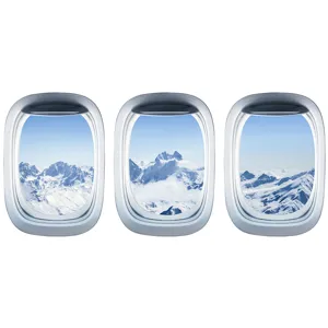 adesivo murale finestra aereo 3d paesaggio montagna innevata rimovibile dettaglio vista