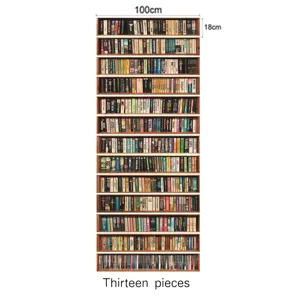 Detailed view of the 3D bookshelf stair sticker, showing realistic book spines and print quality.