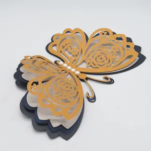 3D hollow butterfly wall sticker multi-layer gold navy home wedding party decor sticker