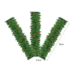 Christmas 3D pine needle red berry garland wall sticker DIY home room decor 30cm