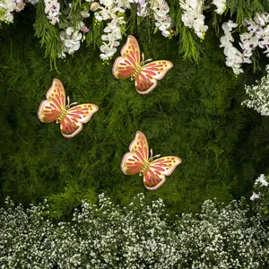 3D hollow butterfly wall stickers, pearl decor, pink gold, wedding party home decor.