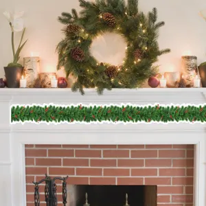 Christmas 3D pine vine wall sticker festive garland waistline decal for home decor