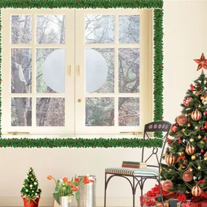 Christmas 3D vine garland wall sticker detail showcasing decorative festive wall decal design.