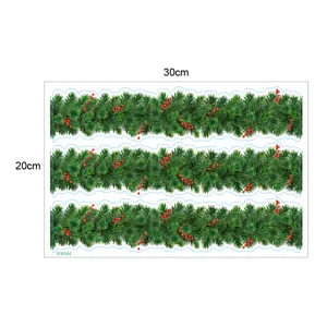 Christmas 3D pine garland wall sticker DIY trim decal for living room bedroom home decor 30x20cm