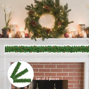 Christmas 3D vine wall sticker set, decorative garland border for living room home decor.