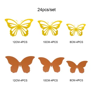 24pz adesivi murali farfalla 3D in set, design cavo e solido per decorazione festa a casa.