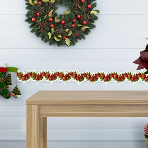 Christmas 3D wall sticker border decal, festive garland home decor for living room bedroom.