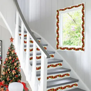 Christmas garland stair wall stickers decorative decal for living room home holiday party