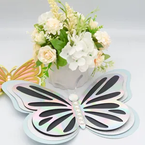 3D hollow butterfly wall stickers, pearl layered wedding and home decorative stickers.