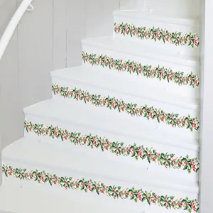 Christmas holly garland stair stickers festive DIY removable wall decals home holiday decor