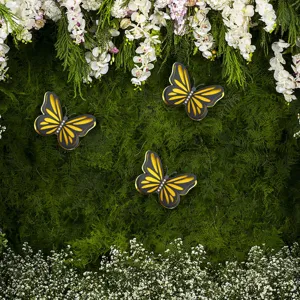 3D layered butterfly wall stickers with pearl hollow design for wedding home decor.
