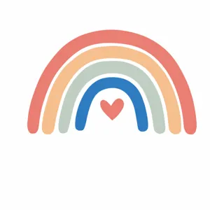 Boho rainbow wall sticker detail showing size options from S to XL for room decor.
