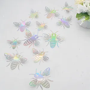 3D holographic bee wall stickers set of 12 hollow metallic wall decor for home party wedding