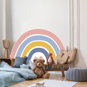 Boho large half circle rainbow wall sticker for kids bedroom decor and background decoration.