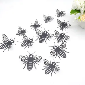 12Pcs 3D Hollow Simulation Bee Wall Stickers for Home Party Decor and Wedding Background