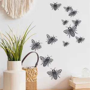 Detailed view of 3d hollow bee wall stickers scene, home decoration wall art display.