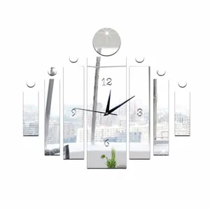 3D acrylic mirror wall clock modern DIY decorative wall clock for living room bedroom