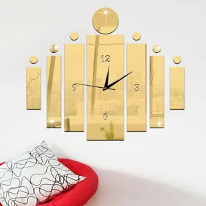 Acrylic 3D DIY wall clock modern mirror surface decorative clock for living room decor