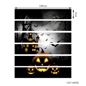 Αυτοκόλλητα σκάλας Halloween αδιάβροχα αφαιρούμενα κάστρο τρομακτική κολοκύθα