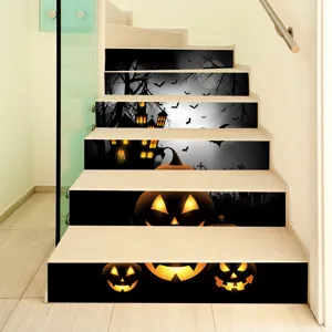 Λεπτομερής εικόνα αυτοκόλλητων σκάλας 3D Halloween, αδιάβροχα αποσπώμενα αυτοκόλλητα τοίχου.