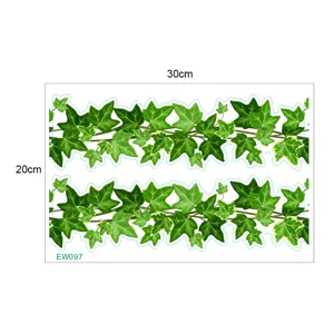 Green ivy vine wall sticker detail showing realistic leaf border decal for home room decoration.