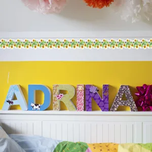 Sunflower border wall sticker with 3D decorative letters ADRINA for living room bedroom decor