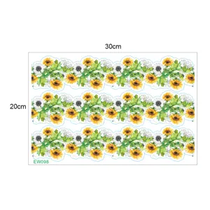 Sunflower wall sticker sheet detail view showing 30x20cm size and decorative floral pattern.