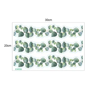 Eucalyptus leaf wall sticker border DIY waterproof removable green plant home decor decal