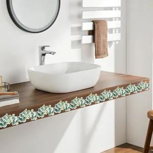 Waterproof green leaf vine wall sticker for home decoration and bathroom counter border trim