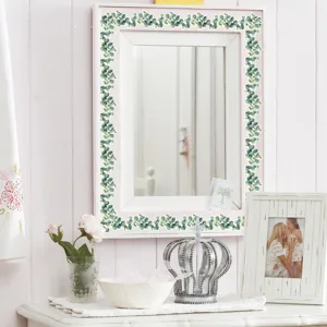 Green eucalyptus vine wall sticker home decor mirror border DIY floral sticker 1pc