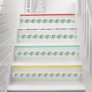 Decorative eucalyptus leaf stair stickers and decorative border tapes for home wall decor.
