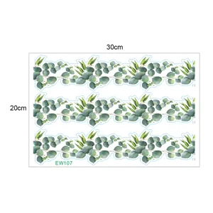 Green eucalyptus leaf wall sticker diy vine floral sticker home decor decal sheet 30x20cm