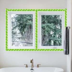 Green clover vine wall sticker detail scene, interior home decor decal for living room bedroom