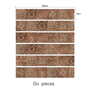 Autocollants d'escalier rétro 3D étanches carreaux de mosaïque stickers muraux DIY 6 pcs