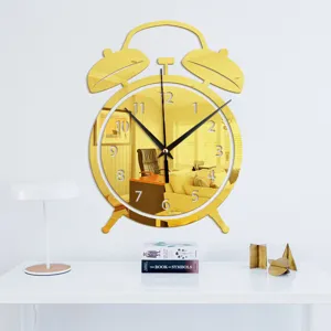 Creative alarm clock wall mirror acrylic clock bedroom living room home decor wall sticker clock