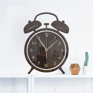 Creative alarm clock wall watch modern mirror acrylic decorative clock for living room bedroom