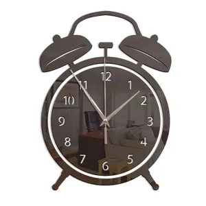 Creative alarm clock wall clock mirror acrylic wall clock for bedroom living room home decor