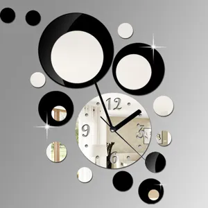 DIY acrylic mirror wall clock modern 3D circular wall sticker art decor for living room