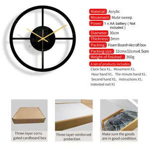 Moderne minimalistische Acryl Wanduhr 30cm leises Uhrwerk fuer Wohnzimmer Deko.