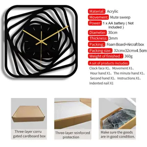 Moderne minimalistische geometrische Acryl Wanduhr leise Uhrwerk 30cm Dekoration