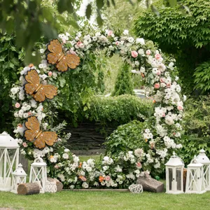 Detailed view of 3D hollow butterfly wall stickers for wedding and party decoration scene.