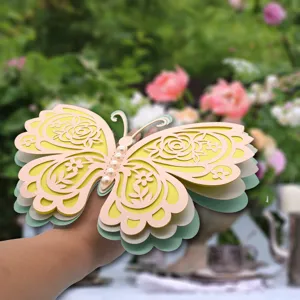 3D pearl hollow butterfly wall sticker multi-layer paper wedding home decor detail view
