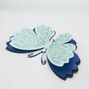 3D pearl hollow butterfly wall sticker multi-layer paper butterfly home wedding decor detail