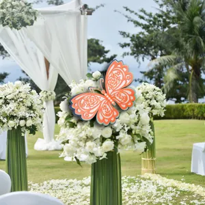 3D hollow butterfly wall stickers, elegant pearl wedding simulation butterfly decor items