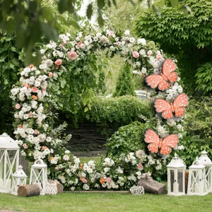 3D hollow butterfly wall stickers for wedding party floral arch decoration scene detail view