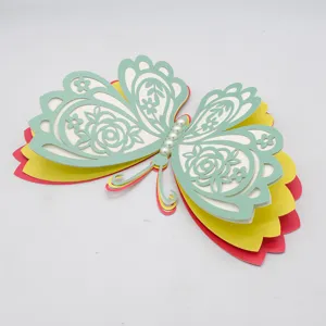 3D four-layer hollow butterfly wall sticker with pearls for wedding and home decor