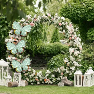 3D hollow butterfly wall sticker scene display, exquisite wedding party background decor.